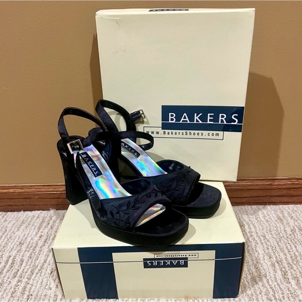 Bakers Black Strappy Heels